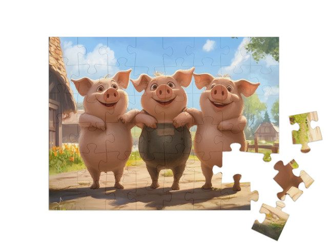 Puzzle 48 Teile „Schweinchen-Schabernack“