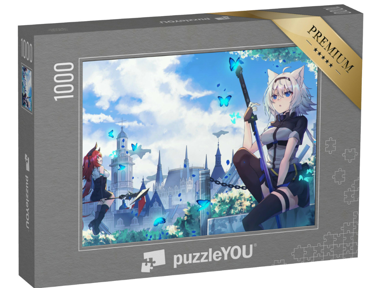 Puzzle 1000 Teile „Anime-Mädchen im Stil einer Katze“