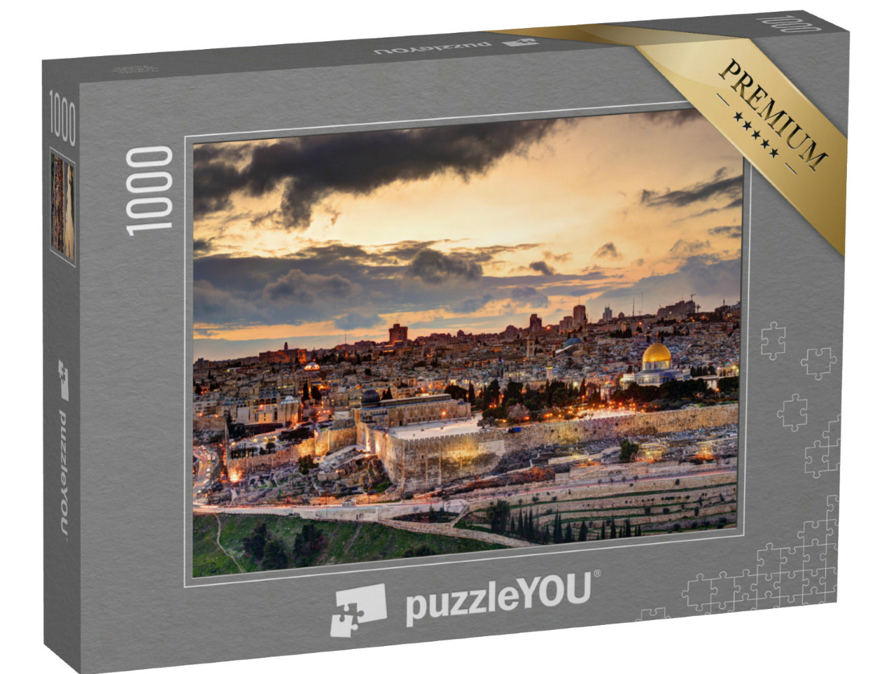 Puzzle 1000 Teile „Jerusalem: Ruhige Abendstimmung über der Altstadt“