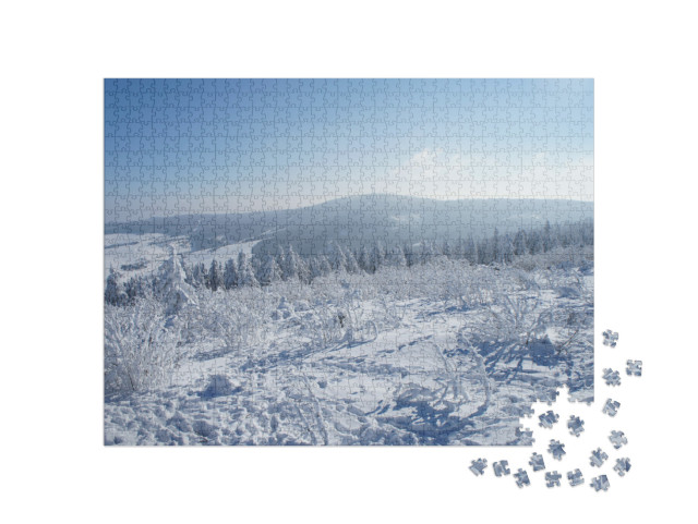 Puzzle 1000 Teile „Winterliches Erzgebirge in Sachsen, Deutschland“