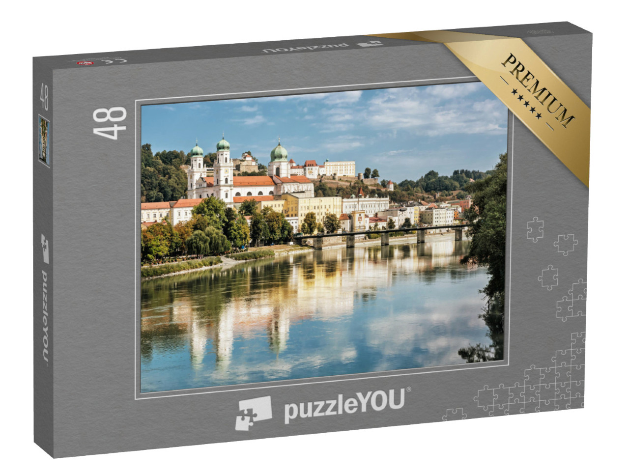 Puzzle 48 Teile „Stadt Passau mit Dom St. Stephan, Niederbayern, Deutschland“