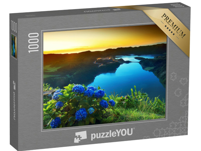 Puzzle 1000 Teile „Vulkanischer Kratersee von Sete Citades,  Azoren, Portugal“