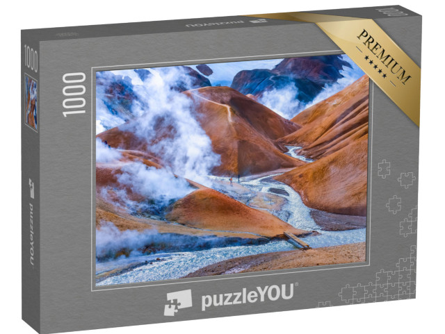 Puzzle 1000 Teile „Landschaft am Kerlingafjoll, ein Rauchfeld in Island“