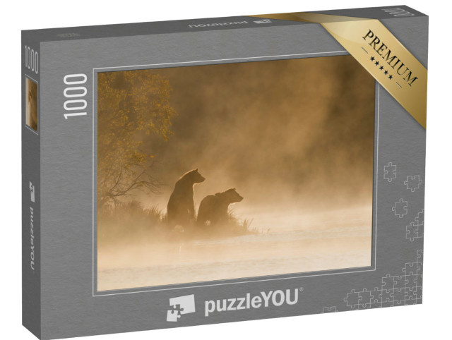 Puzzle 1000 Teile „Grizzlybär am goldenen Teich“