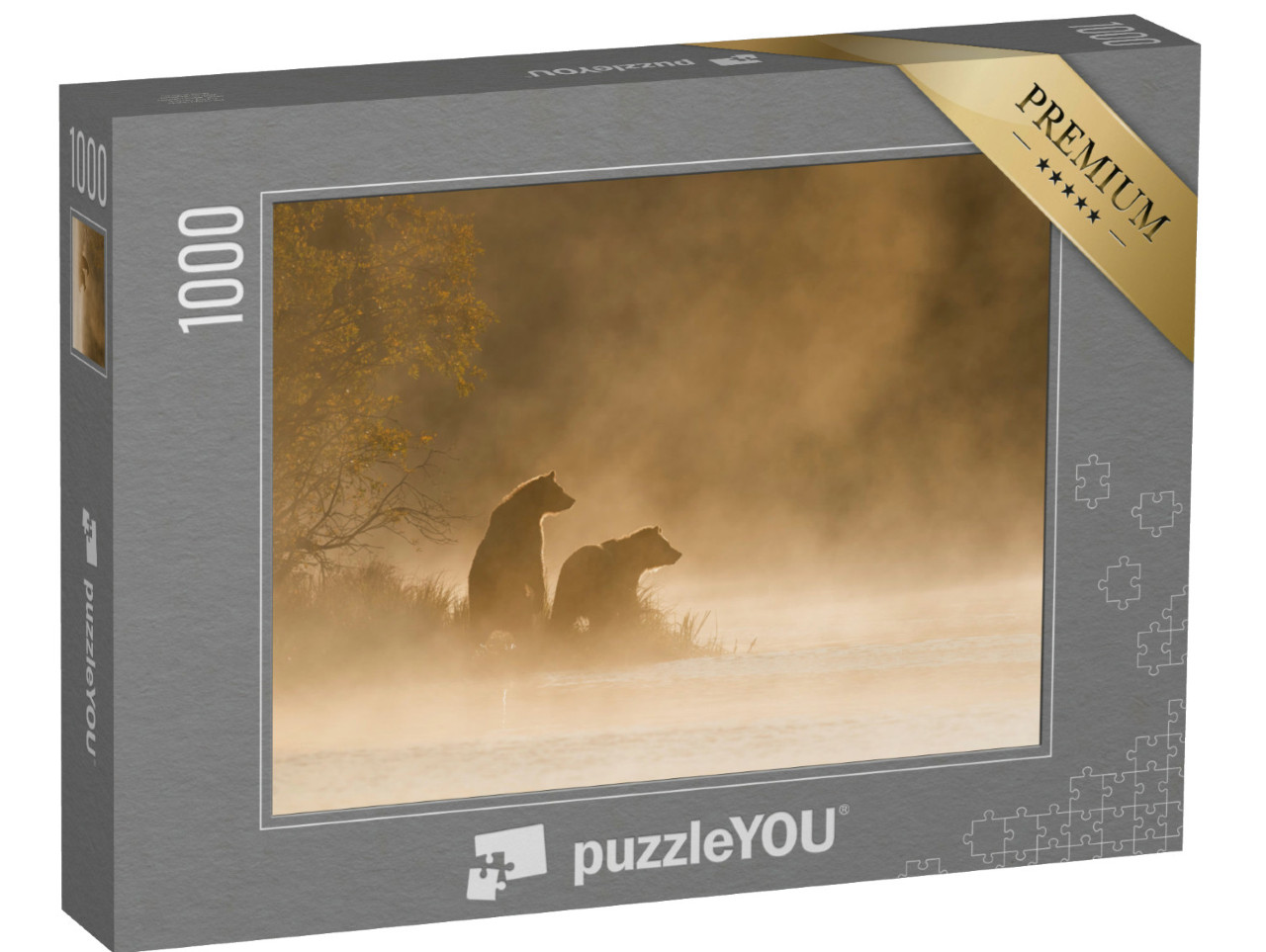 Puzzle 1000 Teile „Grizzlybär am goldenen Teich“