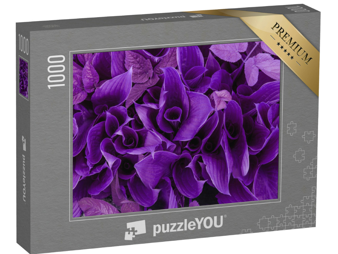 Puzzle 1000 Teile „Blüten und Blätter in Violett“