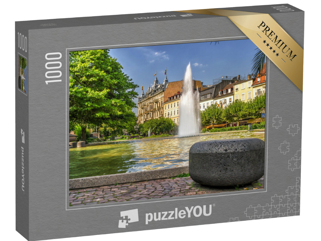 Puzzle 1000 Teile „Der zentrale Stadtbrunnen in Baden-Baden, Deutschland“