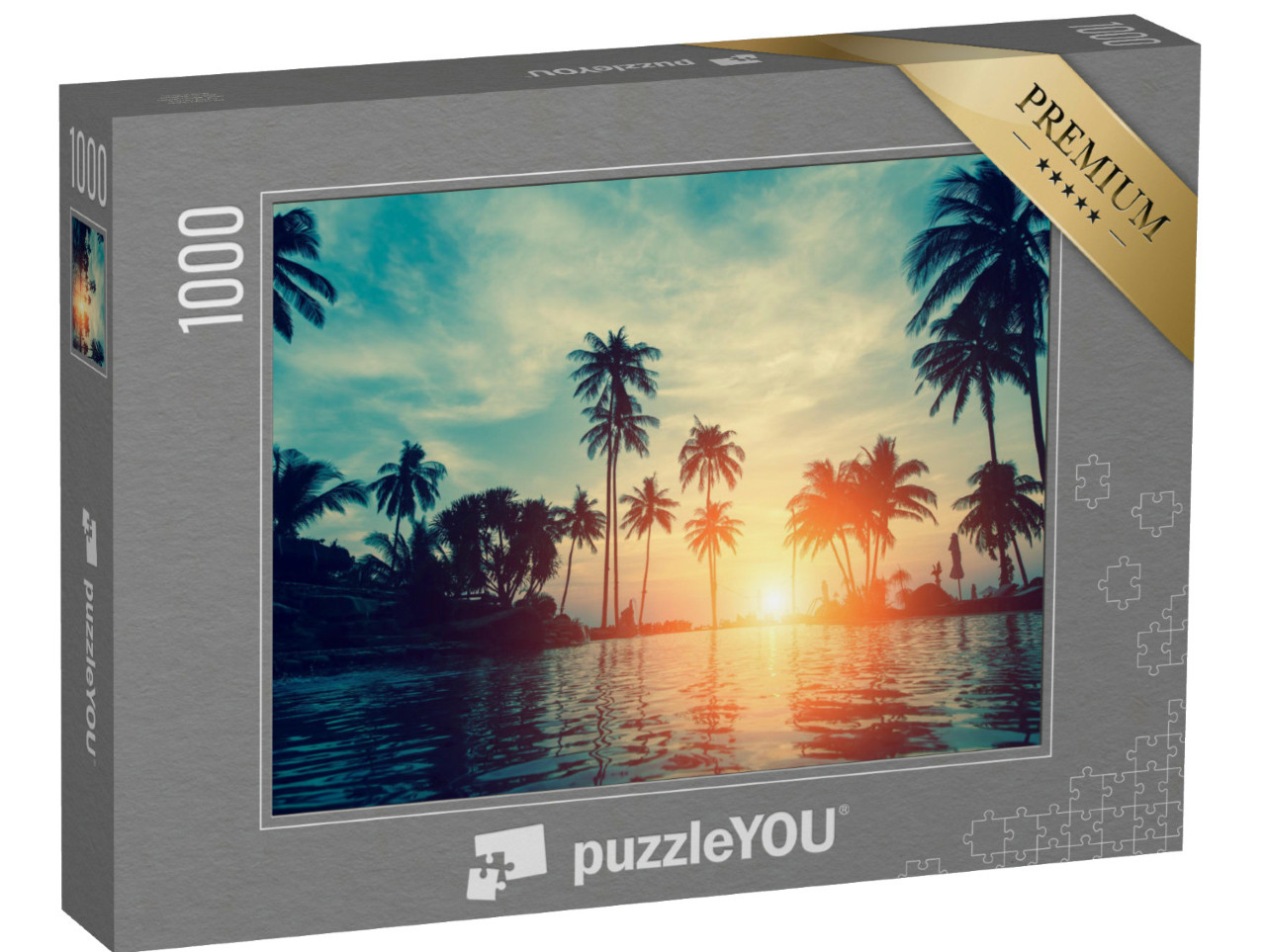 Puzzle 1000 Teile „Wunderschöner Sonnenuntergang über Palmen“
