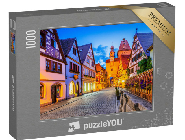 Puzzle 1000 Teile „Stadt Rothenburg ob der Tauber bei Nacht“