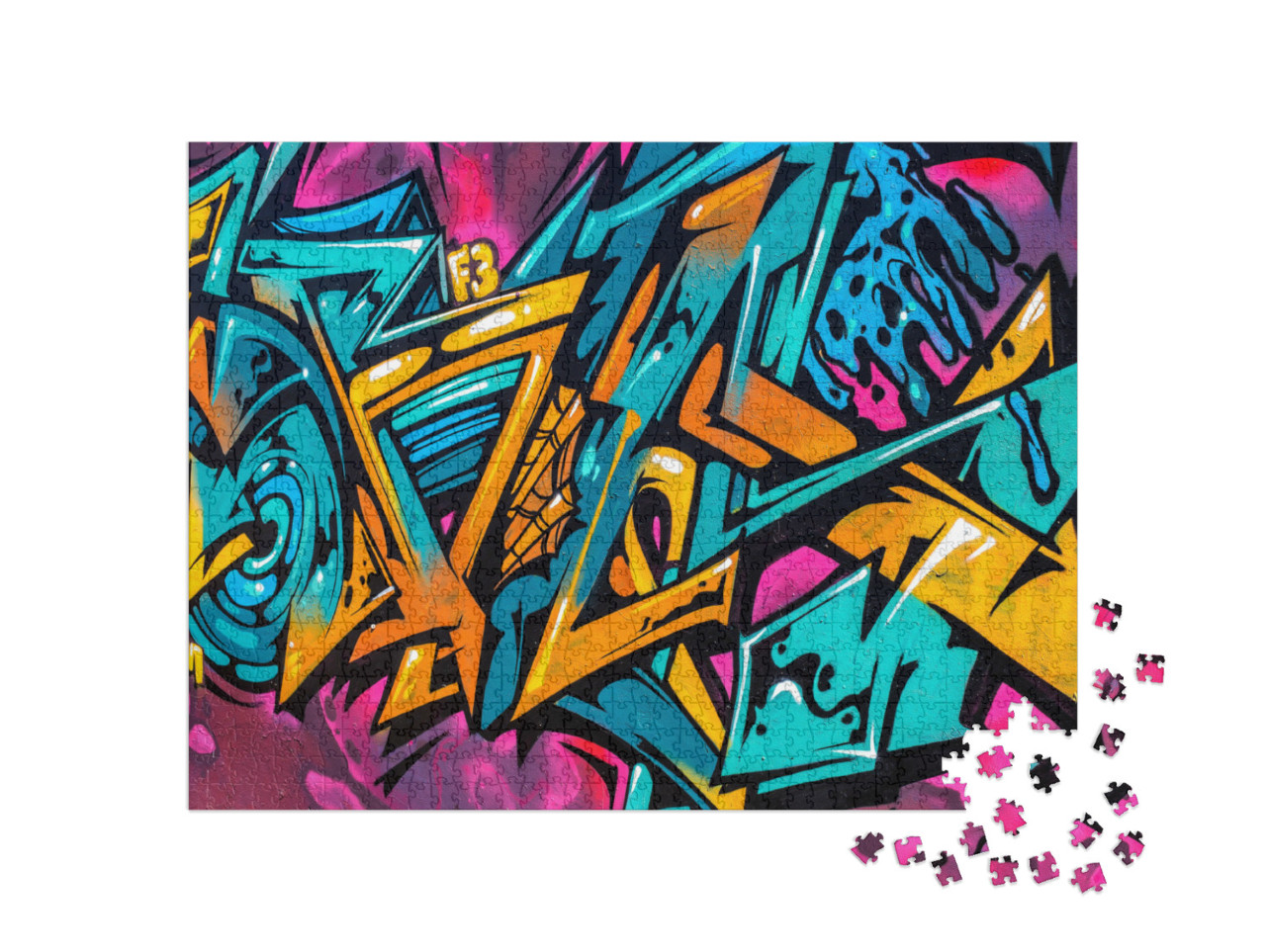 Puzzle 1000 Teile „Graffiti an den Wänden der Stadt“