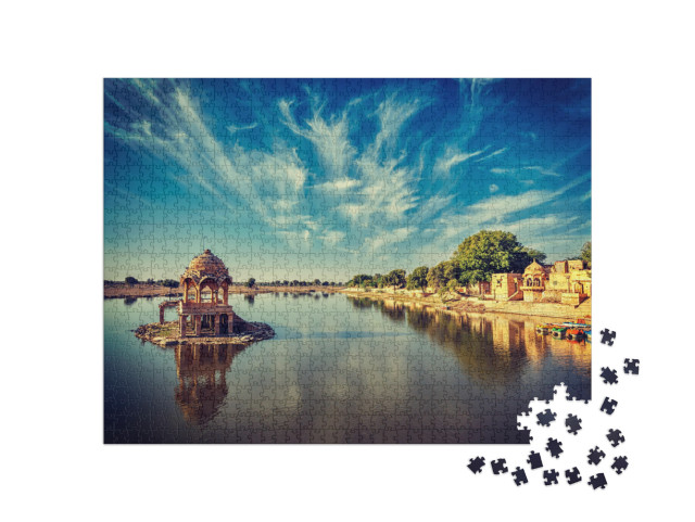 Puzzle 1000 Teile „Gadi Sagar: Bild mit Vintage-Effekt, Rajasthan, Indien“