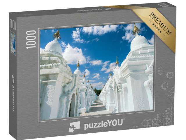Puzzle 1000 Teile „Wunderschöne weiße Kuthodaw-Pagode am Fuße des Mandalay Hill, Myanmar“