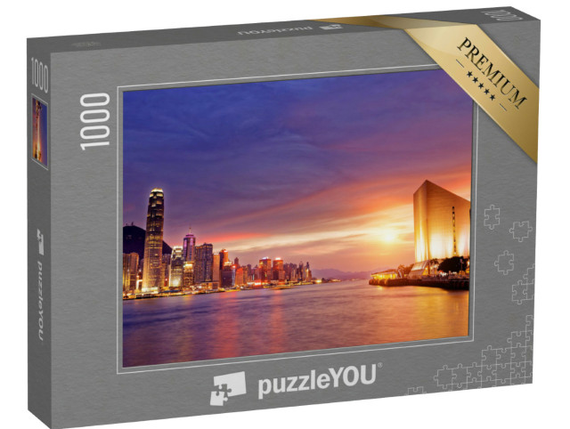 Puzzle 1000 Teile „Ruhige Atmosphäre über Hongkong im Sonnenuntergang“