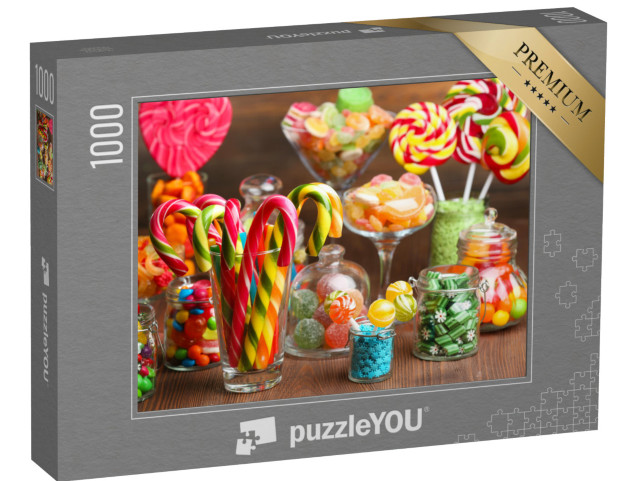 Puzzle 1000 Teile „Bunte Bonbons in Gläsern als Candybar“