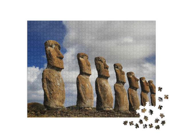 Puzzle 1000 Teile „Ahu Akivi Moai, berühmte Steinfiguren auf der Osterinsel“