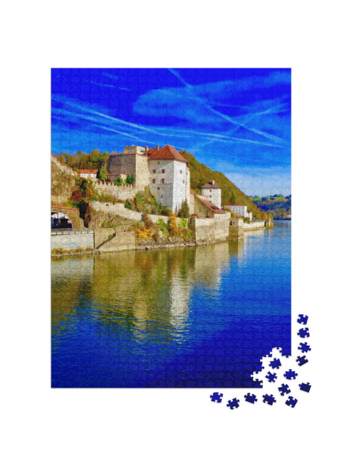 Puzzle 1000 Teile „Stadtzentrum mit Donau, Passau, Bayern, Deutschland“