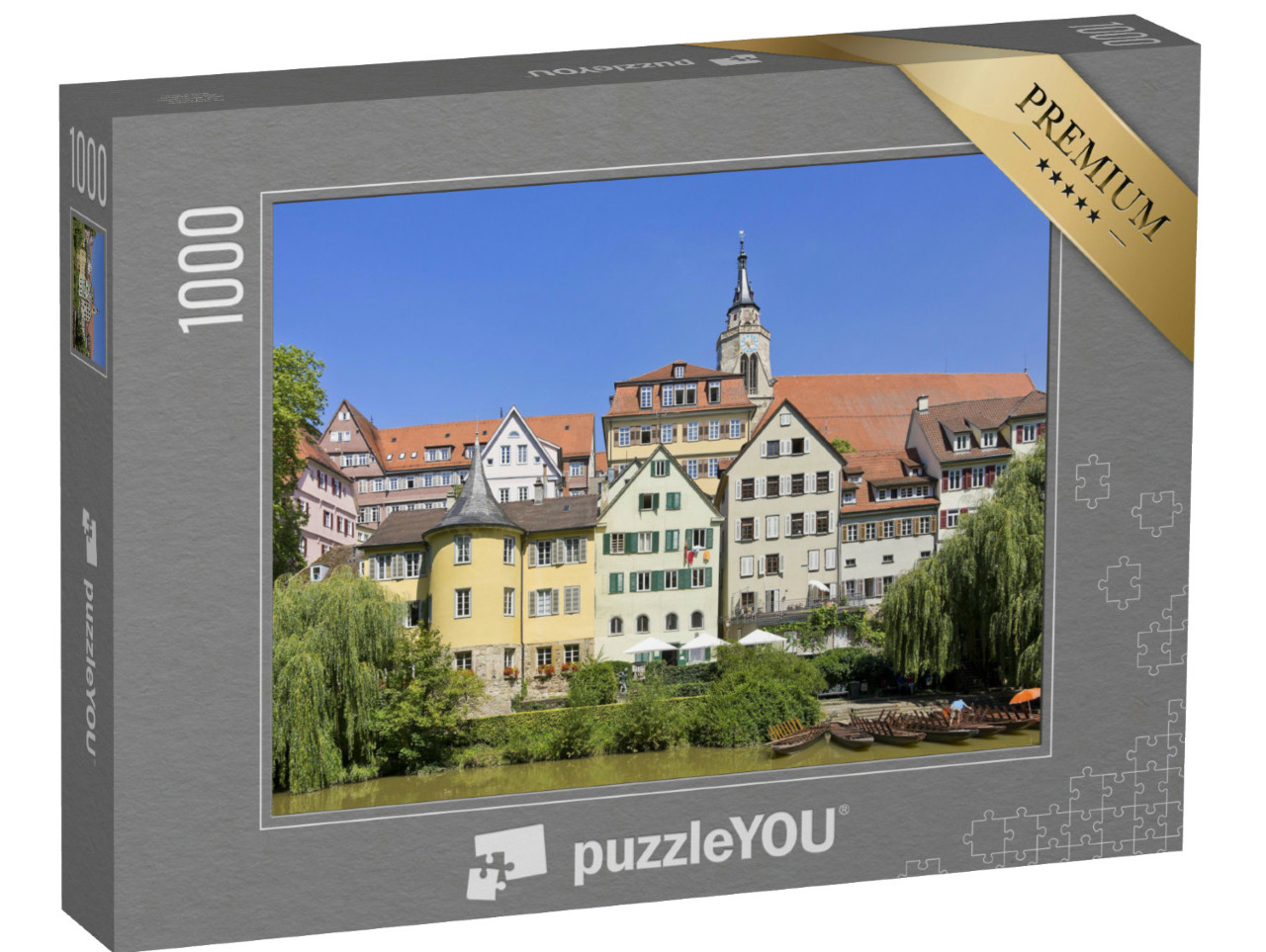 Puzzle 1000 Teile „Historische Häuserfront am Neckar, Tübingen, Deutschland“