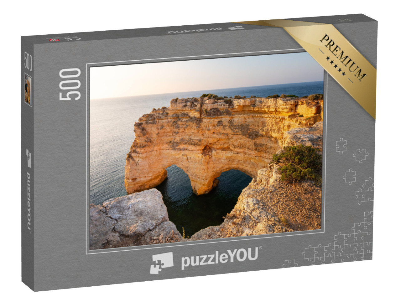 Puzzle 500 Teile „Herzförmige Klippe an der Algarve, Praia Marinha, Portugal“