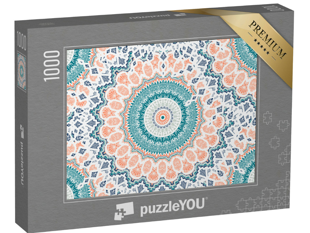 Puzzle 1000 Teile „Handgezeichnetes Mandala mit Ornamenten aus verschiedenen Kulturen“
