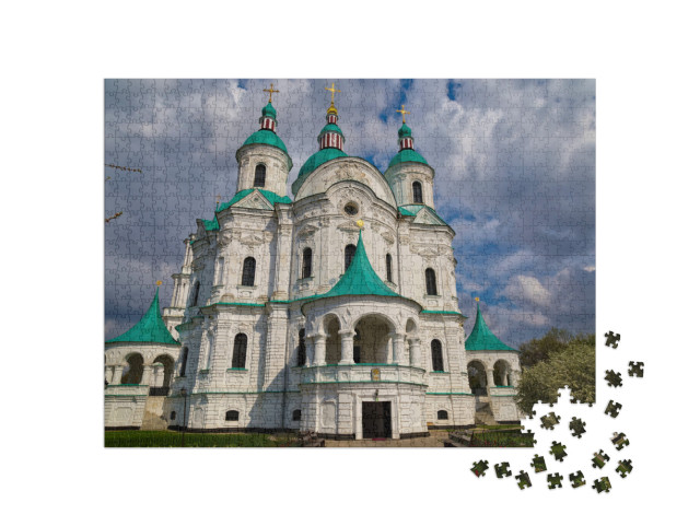 Puzzle 1000 Teile „Kathedrale der Geburt der heiligen Jungfrau, Kozelets, Ukraine“