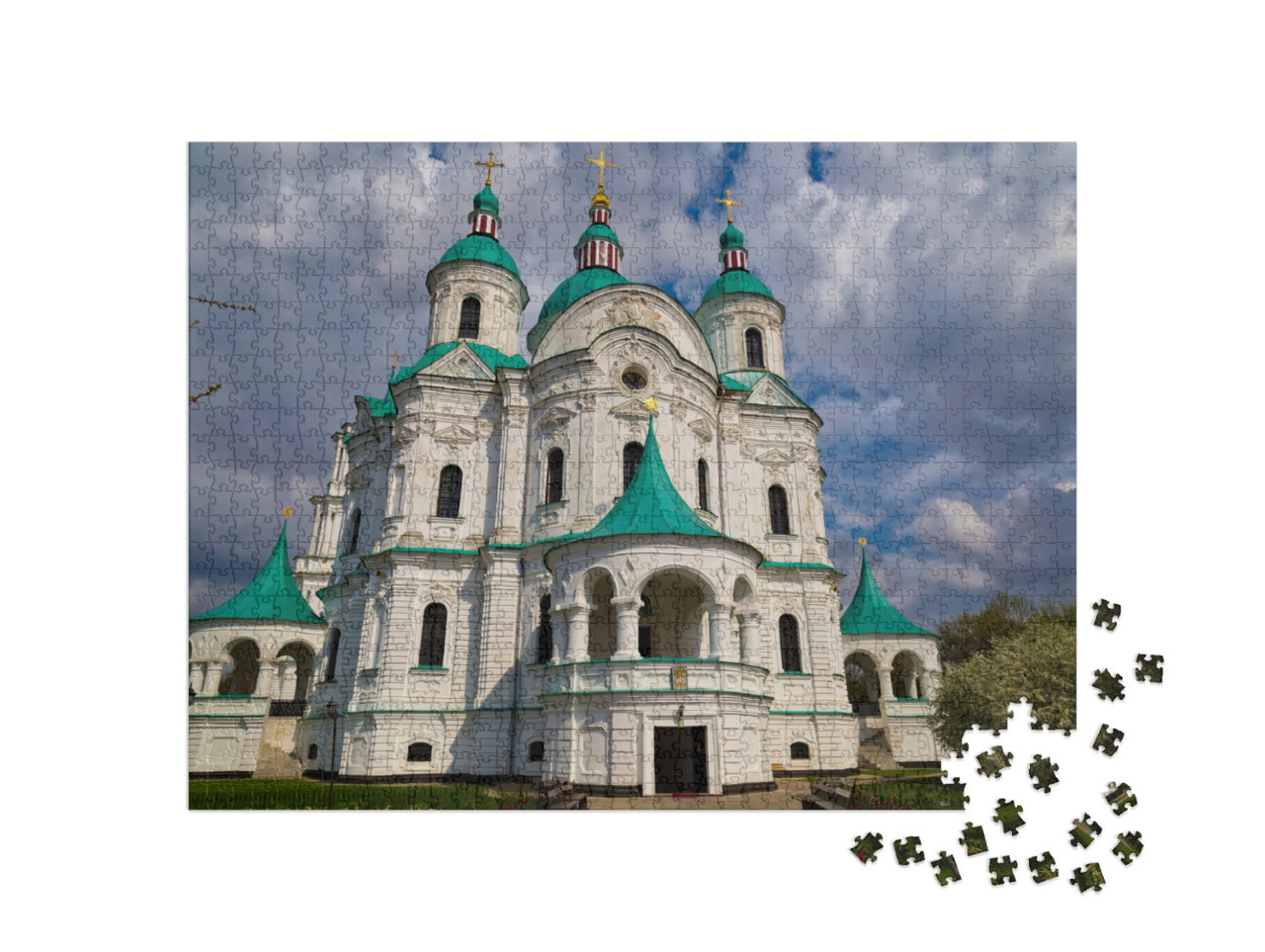 Puzzle 1000 Teile „Kathedrale der Geburt der heiligen Jungfrau, Kozelets, Ukraine“