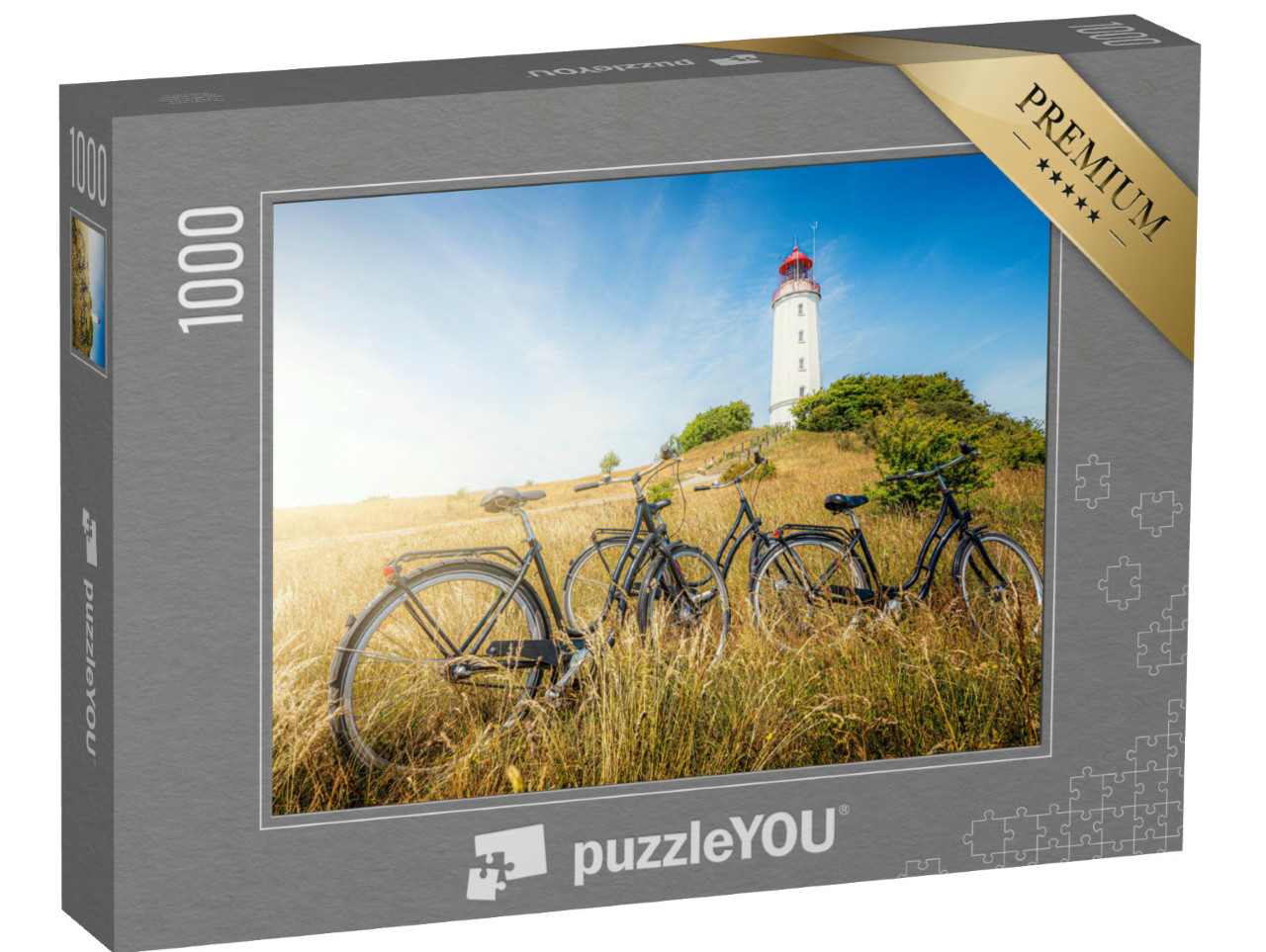 Puzzle 1000 Teile „Panoramablick auf den Leuchtturm Dornbusch, Ostsee“