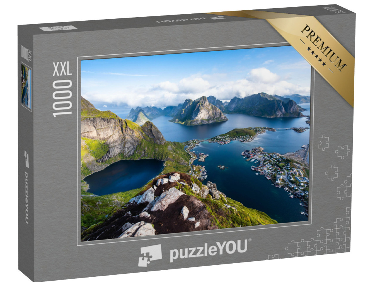 Puzzle 1000 Teile XXL „Blick auf atemberaubende Berge der Lofoten, Norwegen“