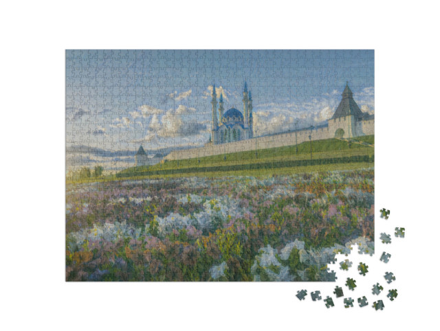 Puzzle 1000 Teile „im Kunst-Stil von Claude Monet - Blumen im Kasaner Kreml - Puzzle-Kollektion Künstler & Gemälde“