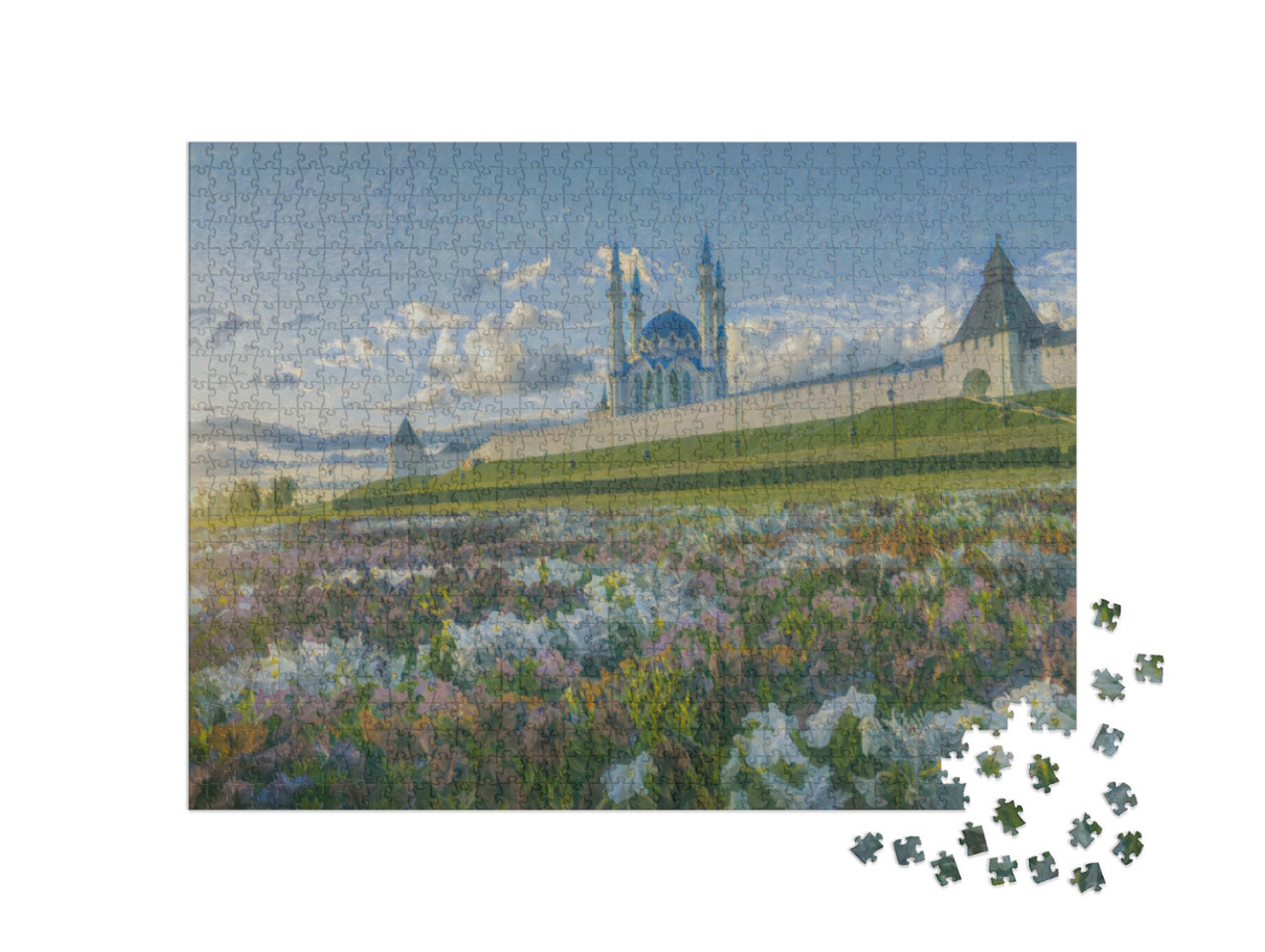 Puzzle 1000 Teile „im Kunst-Stil von Claude Monet - Blumen im Kasaner Kreml - Puzzle-Kollektion Künstler & Gemälde“