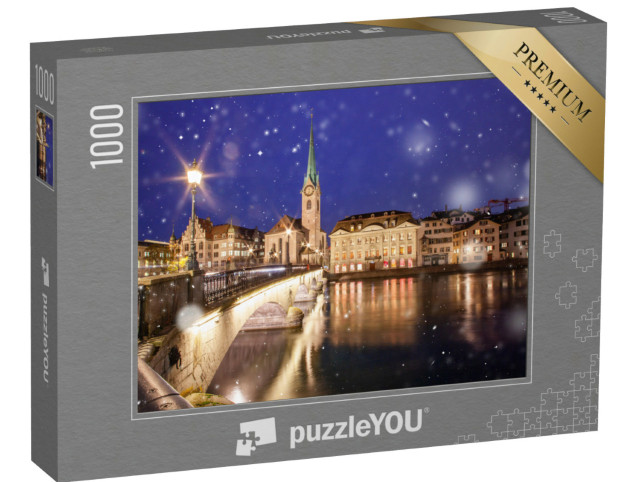 Puzzle 1000 Teile „Schneegestöber im Stadtzentrum von Zürich“