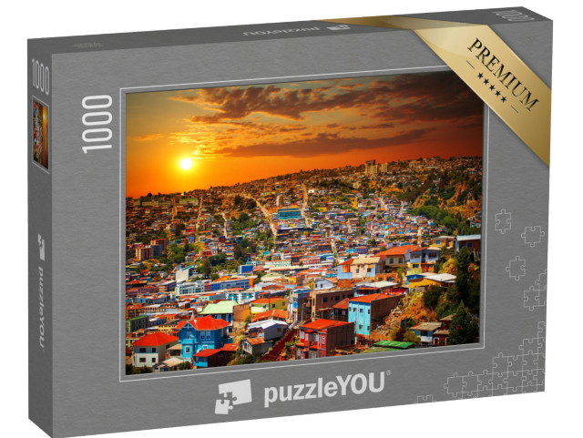 Puzzle 1000 Teile „Bunte Gebäude auf den Hügeln der UNESCO-Welterbestadt Valparaiso, Chile“