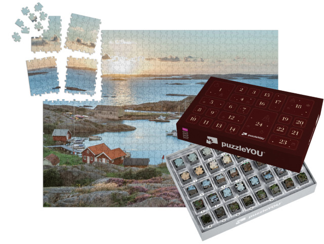 Puzzle-Adventskalender „Fischereihafen der schwedischen Schären, Insel Ramsoe“