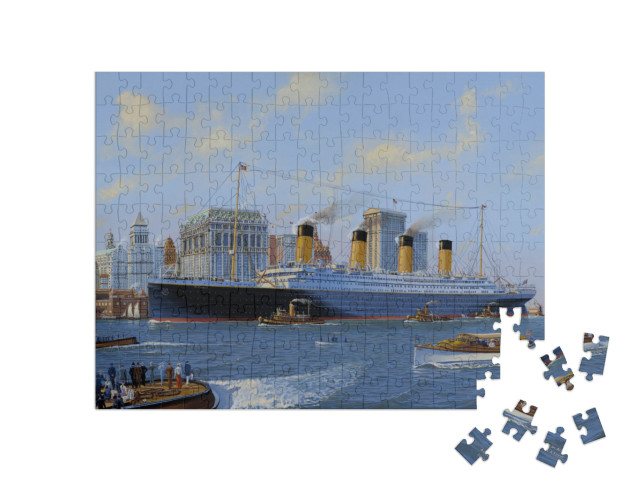 Puzzle 200 Teile „Titanic passiert Lower Manhattan“