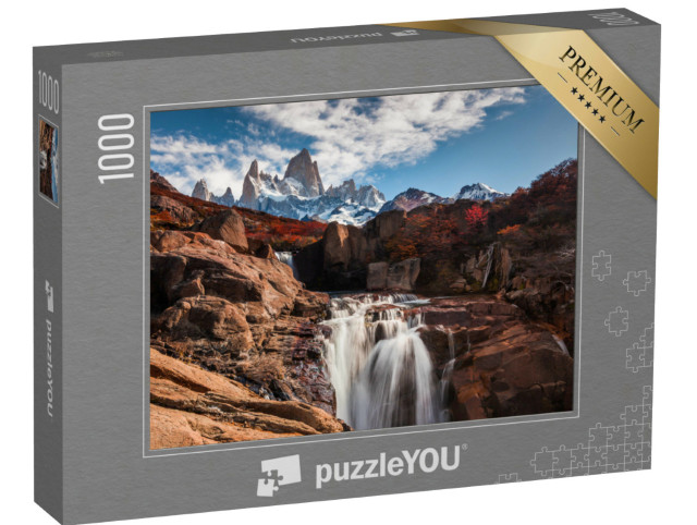 Puzzle 1000 Teile „Wasserfall am Fitz Roy Berg. Patagonien, Argentinien“