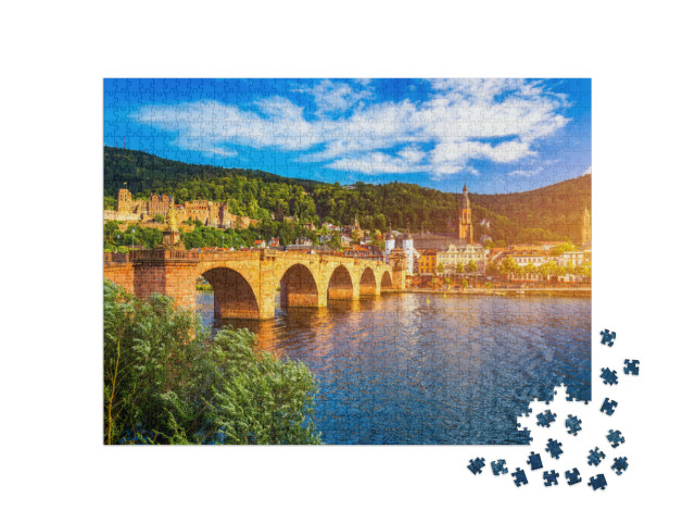 Puzzle 1000 Teile „Wunderschöne Stadt Heidelberg mit Neckar, Deutschland“