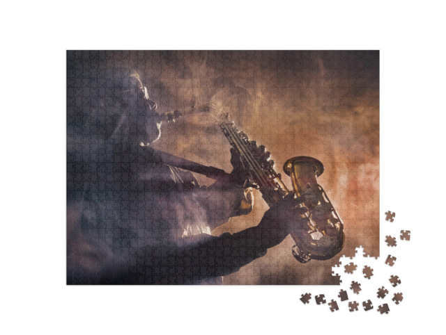 Puzzle 1000 Teile „Jazzmusiker mit seinem Saxofon“