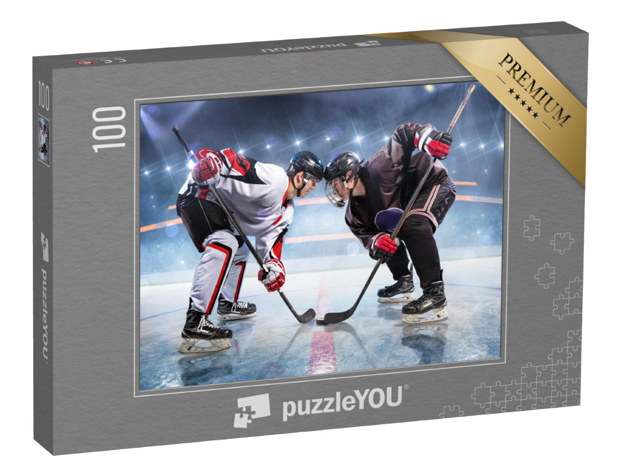 Puzzle 100 Teile „Eishockeyspieler, voll konzentriert“