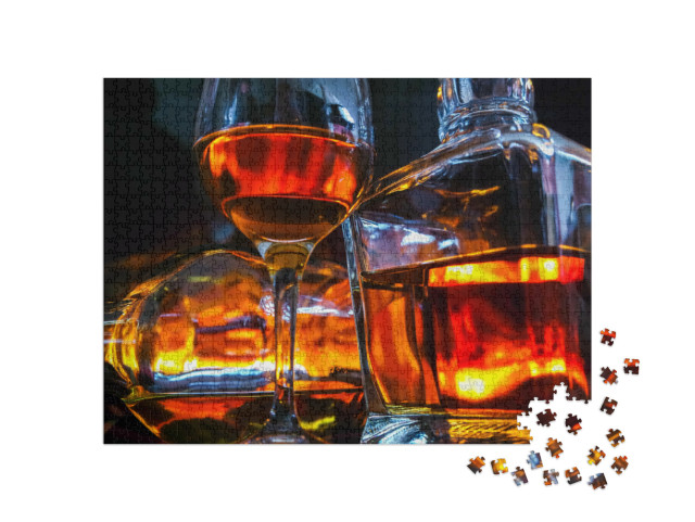Puzzle 1000 Teile „Alkoholisches Getränk mit offenem Feuer“