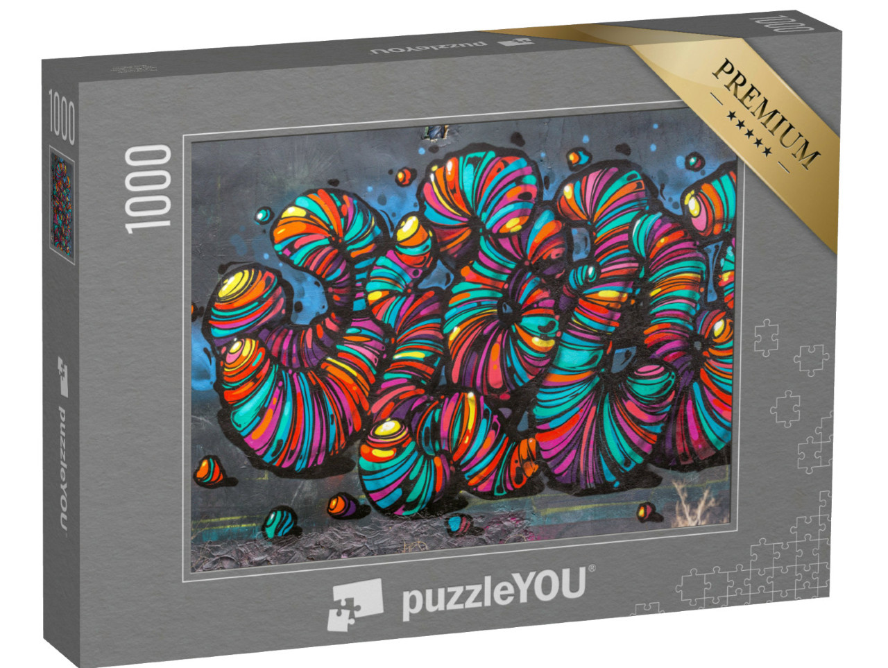 Puzzle 1000 Teile „Graffiti Street Art, abstrakte Wurmskulpturen“