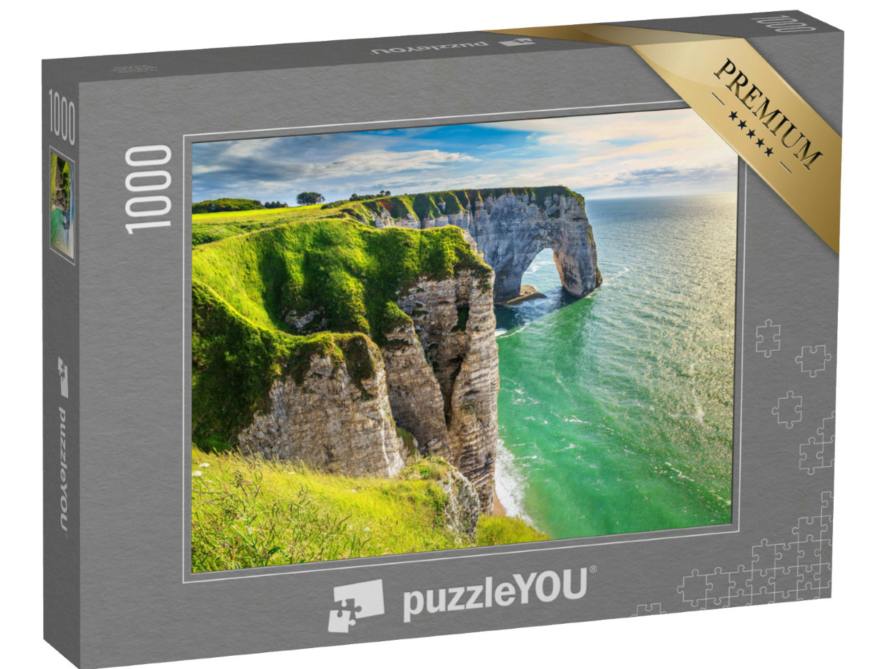 Puzzle 1000 Teile „Klippen von Etretat an der Küste, Normandie, Frankreich“
