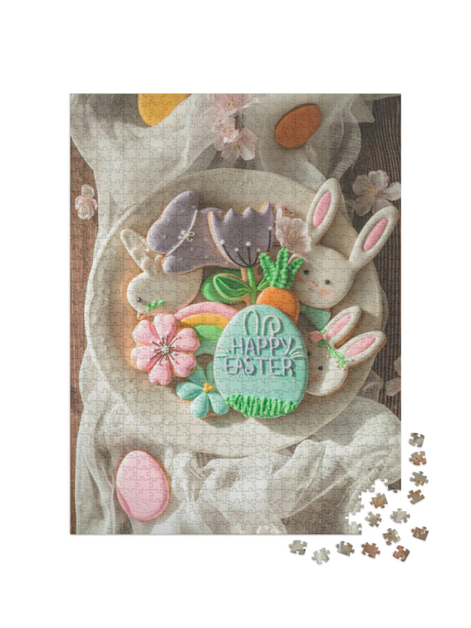 Puzzle 1000 Teile „Frohe Ostern: Köstliche Osterkekse in einer Schale“