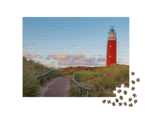 Puzzle 1000 Teile „Der rote Eierland-Leuchtturm auf der niederländischen Insel Texel“