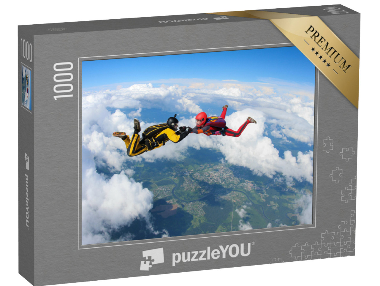 Puzzle 1000 Teile „Freiheit pur: Fallschirmspringer kurz vor dem Öffnen des Schirms“
