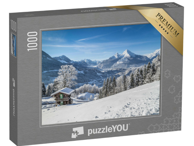Puzzle 1000 Teile „Berchtesgaden und Watzmann-Massiv im Winter, Deutschland“