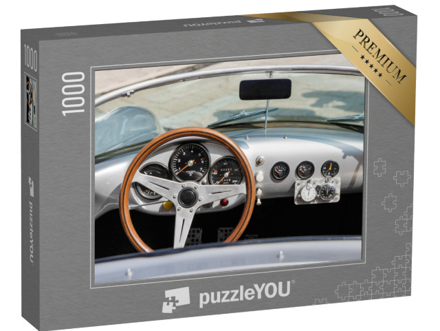 Puzzle 1000 Teile „Detailaufnahme des Armaturenbretts eines Vintage-Sportwagens“