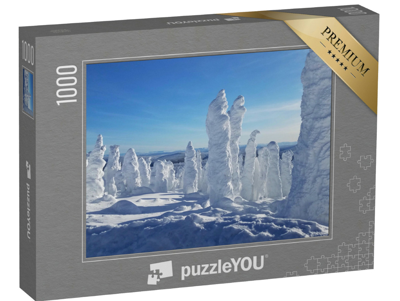 Puzzle 1000 Teile „Ungewöhnliche schneebedeckte Baumwälder in der Polarregion“