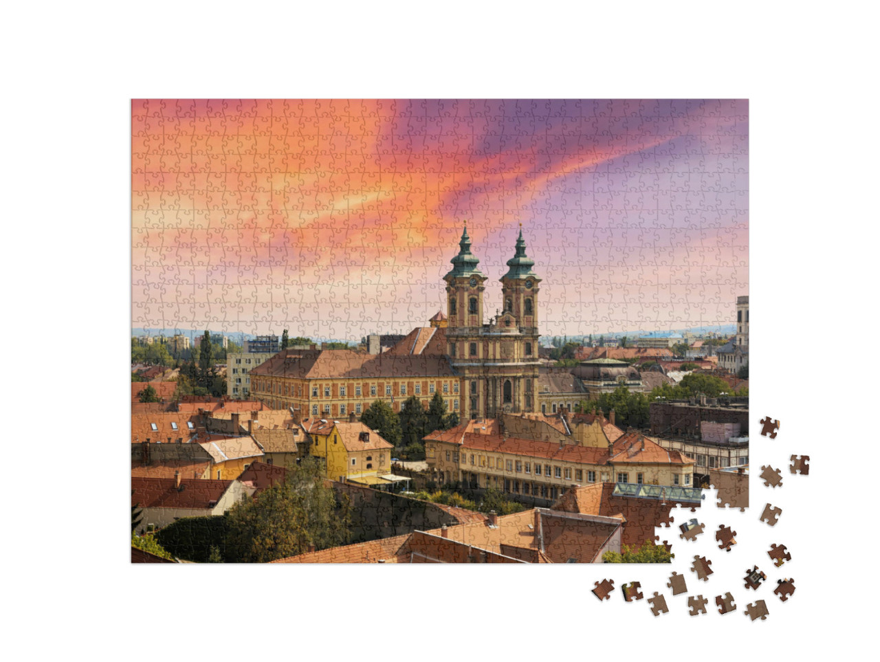 Puzzle 1000 Teile „Sonnenuntergang in Eger, Ungarn“