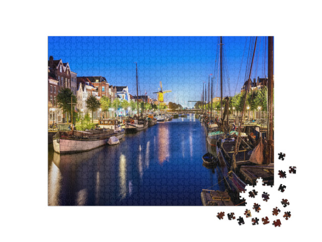 Puzzle 1000 Teile „Der malerische Delfshaven in Rotterdam, Niederlande“