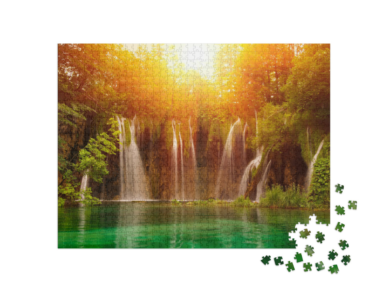 Puzzle 1000 Teile „Wasserfälle im Nationalpark Plitvicer Seen, Kroatien“