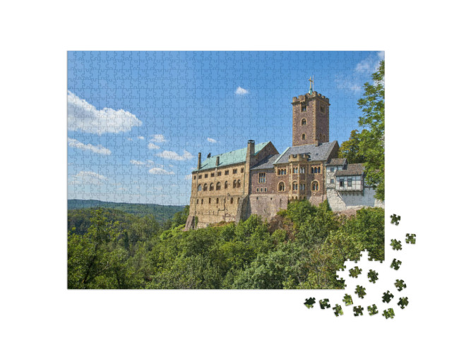 Puzzle 1000 Teile „Die Wartburg auf einem begrünten Hügel  “
